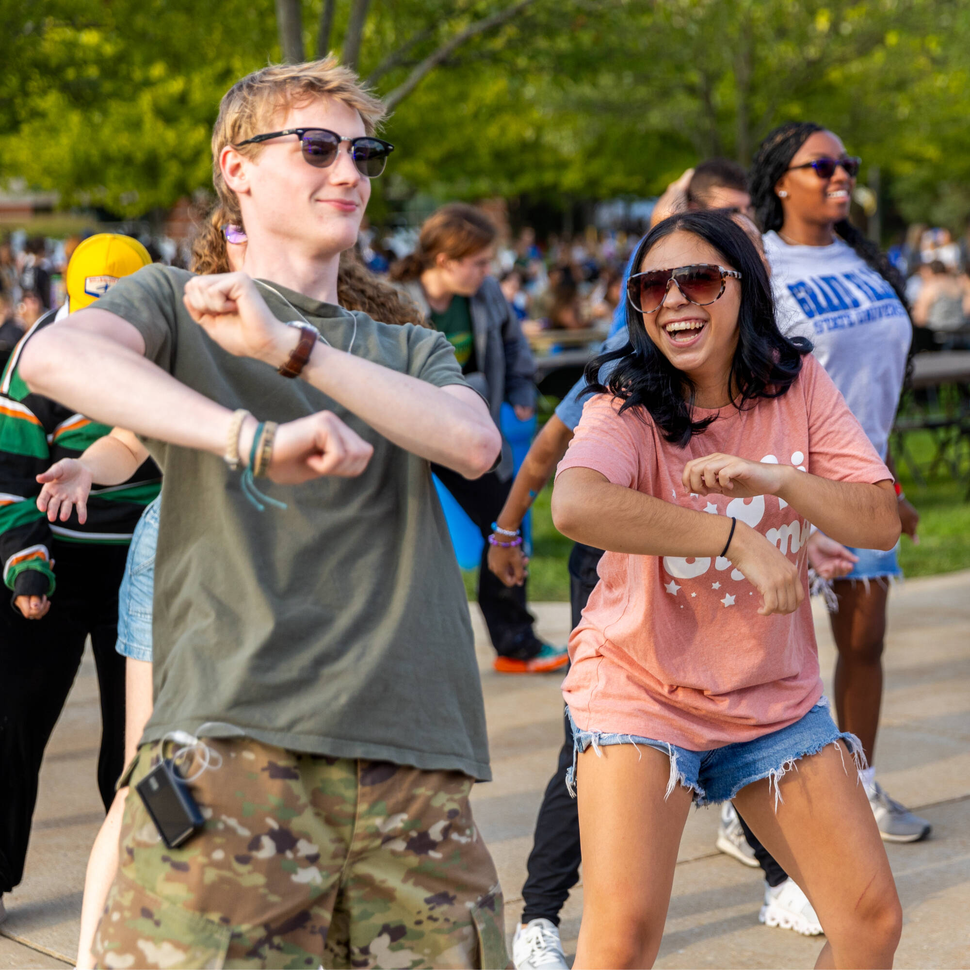Two students dancing at Laker Kickoff